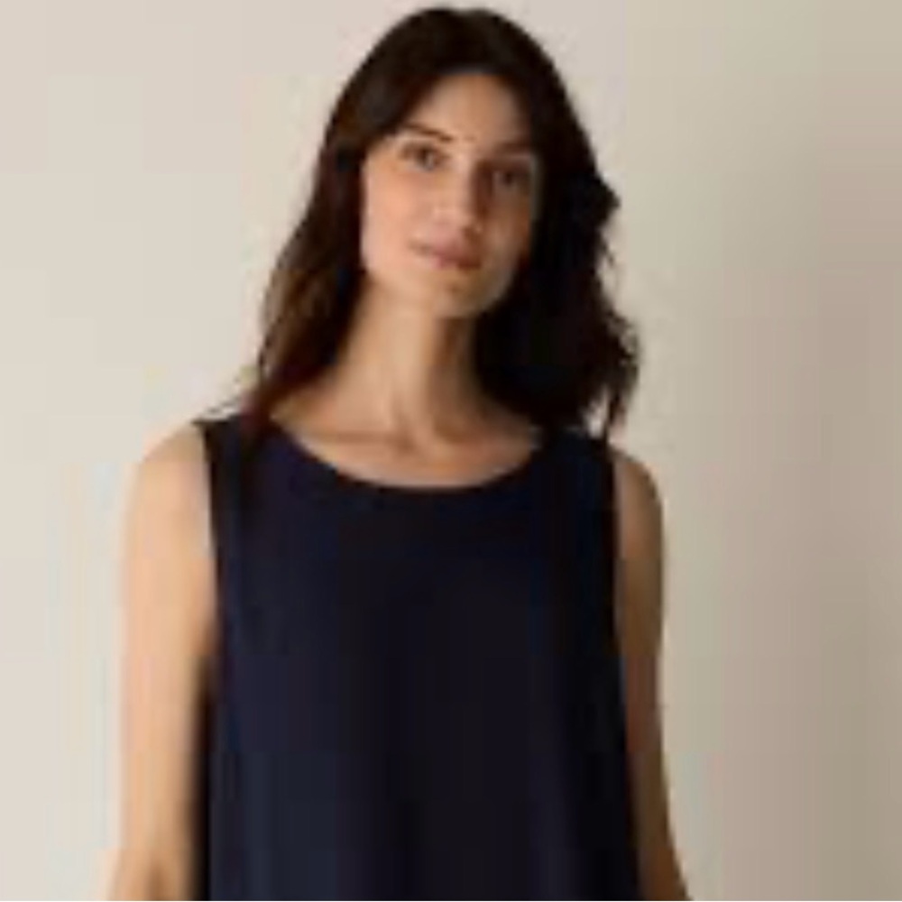 Eileen Fisher Navy Scoop Neck Sleeveless Tank